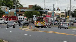 EMS crews and firefighters assist at the scene in Harford County.