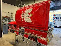 Sica said he spent a few hours studying the exterior of the casket before deciding on the layout of the wrap, which was to honor Drella's career in Saugus and his love of the fire service.