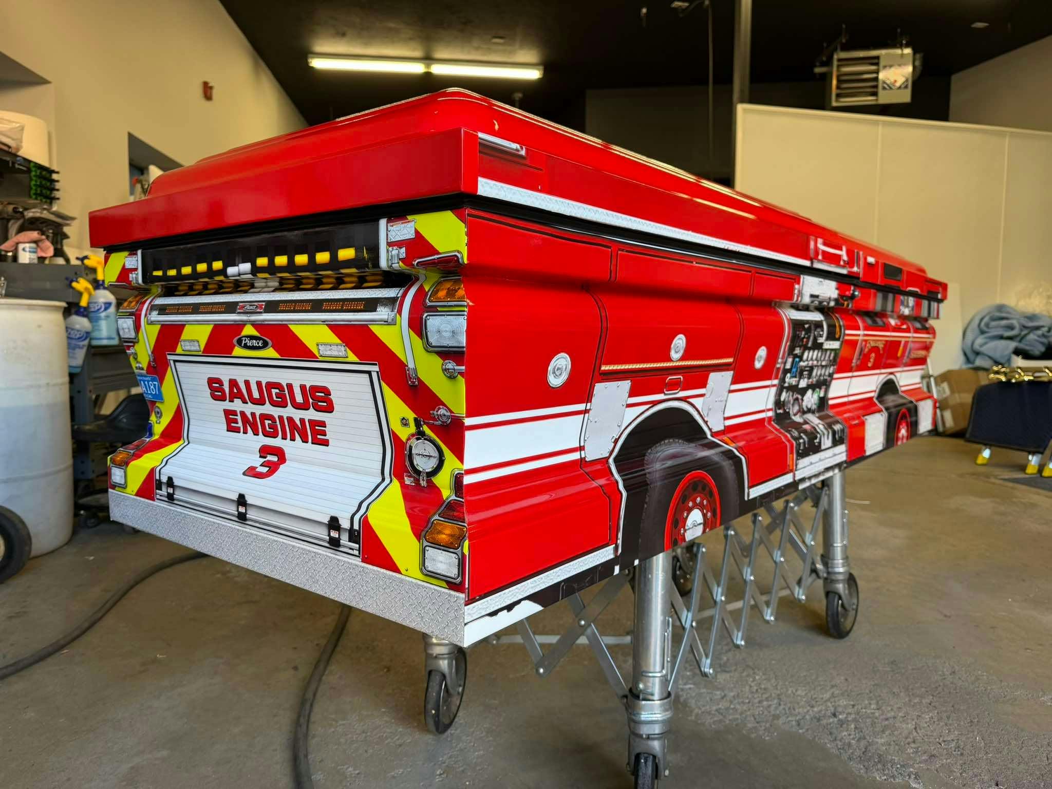 Ricky Sica was asked to design a custom casket wrap for Saugus Lt. Damian Drella, who passed away Wednesday.