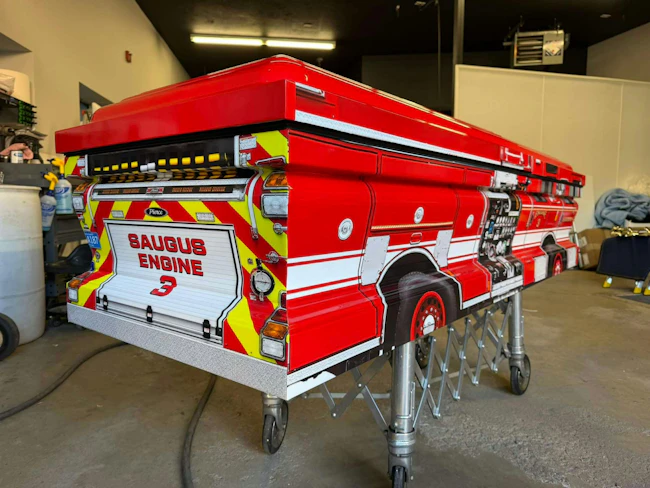 Ricky Sica was asked to design a custom casket wrap for Saugus Lt. Damian Drella, who passed away Wednesday.