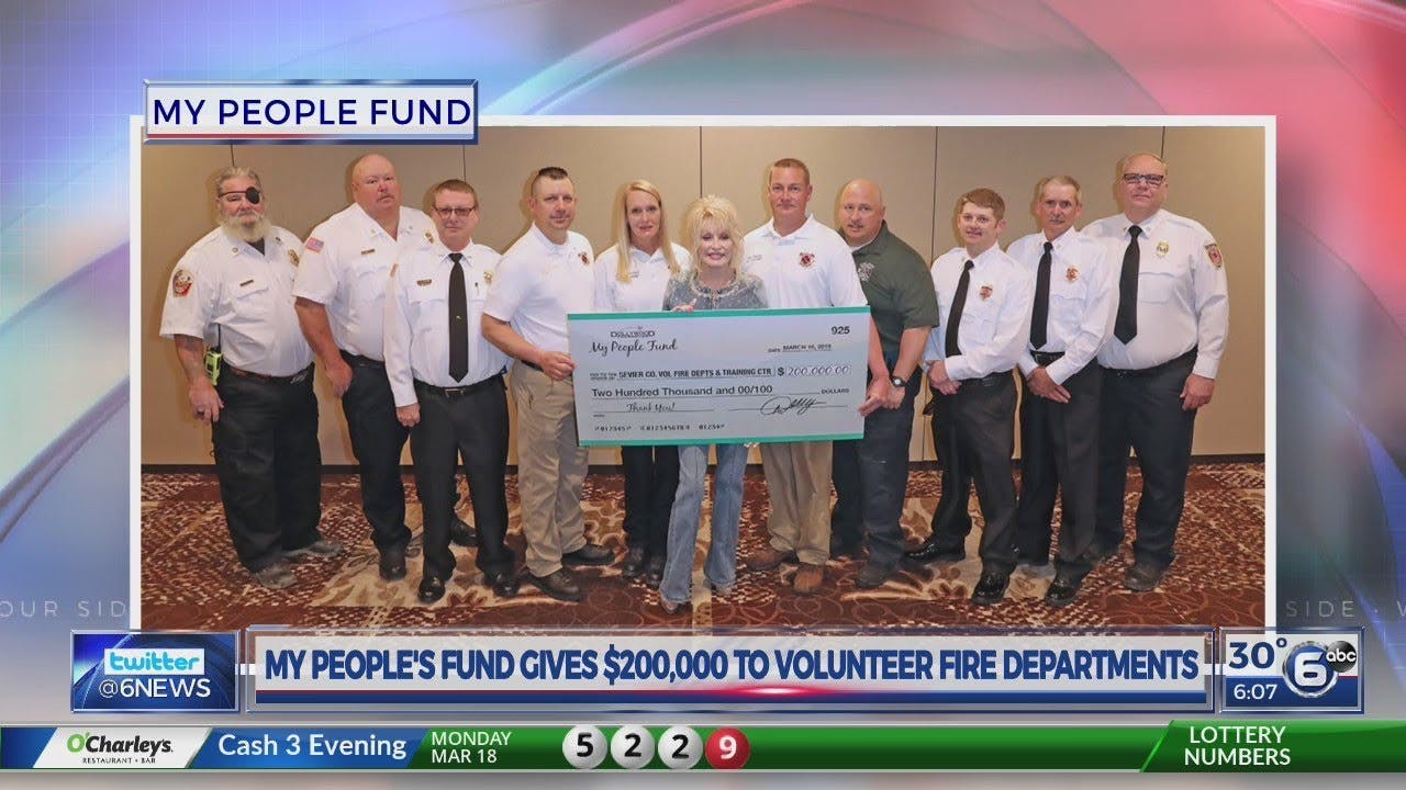 Dolly Parton's charity gives $200,000 to local volunteer firefighters
