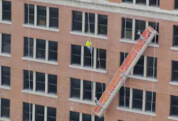 two workers requiring rescue after their scaffold malfunctioned