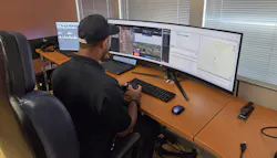 Drone as First Responder drone operator piloting a drone from an operations center