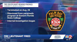 Palm Bay Fire lieutenant fired after lying on paramedic training records