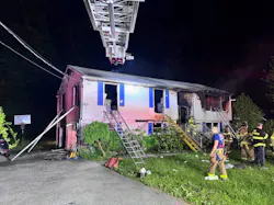 single-family house on fire