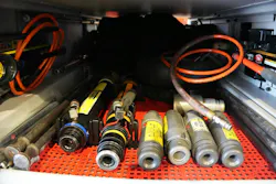 The added compartment space allows firefighters to carry extensive rescue equipment on the tractor-drawn aerial.