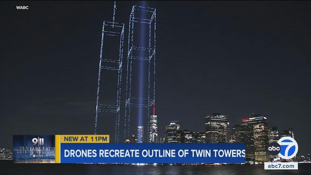 Drones recreate Twin Towers, honor victims ahead of 25th anniversary of 9/11 attacks in New York
