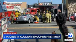 Seven Hurt in Crash Involving Los Angeles Fire Department Ladder Truck