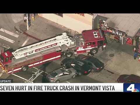 Seven Hurt in Crash Involving Los Angeles Fire Department Ladder Truck