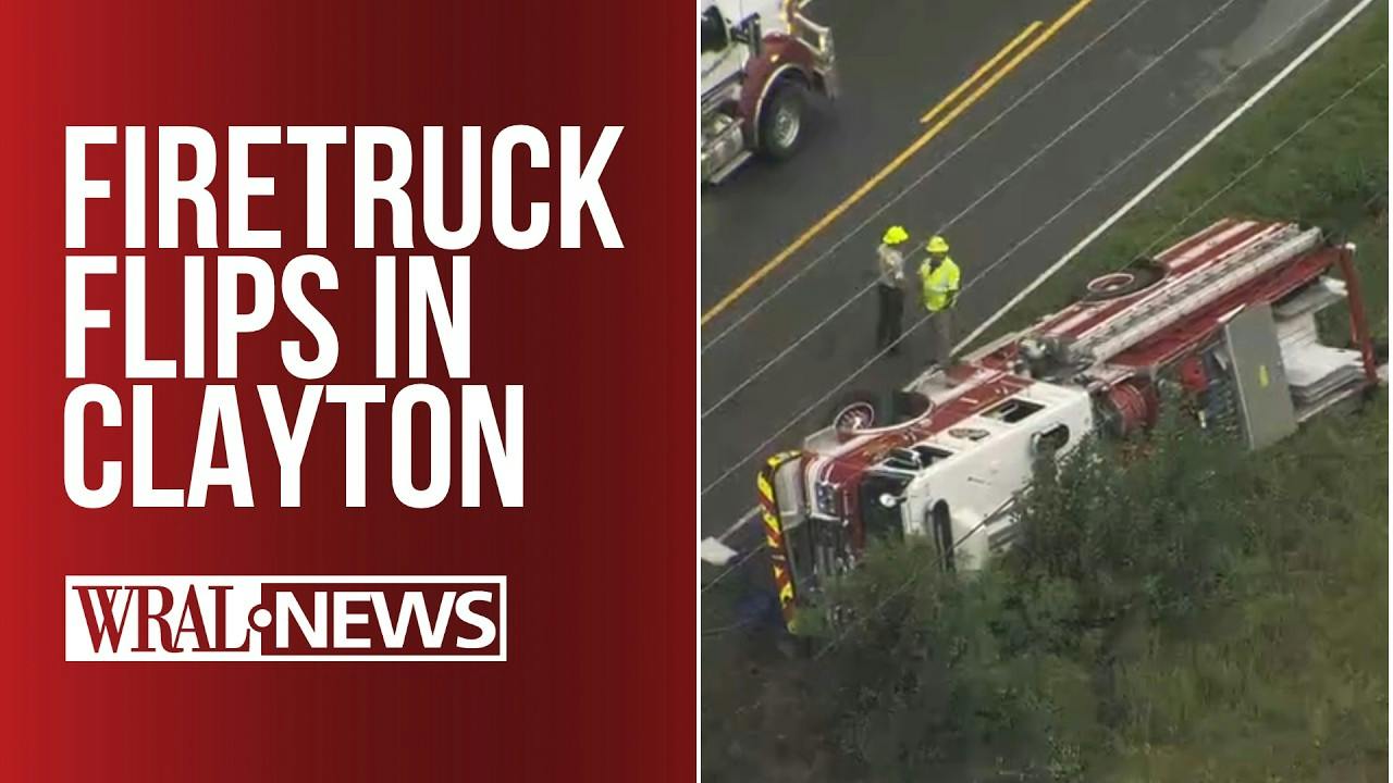 Fire Apparatus Overturns on Clayton, NC, Road