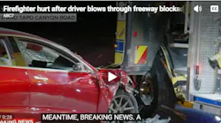 Driver Blows Blockade, Hits Ventura County, CA, Pumper, Injuring Firefighter