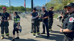 During the 'Plaza Party,' fans get to talk to players and have them sign gear, and they are also excited when actual firefighters approach them.