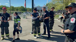During the 'Plaza Party,' fans get to talk to players and have them sign gear, and they are also excited when actual firefighters approach them.