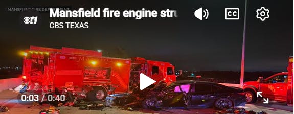 Mansfield, TX, Pumper Hit While Blocking Crash Scene