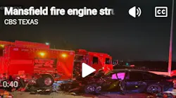 Mansfield, TX, Pumper Hit While Blocking Crash Scene