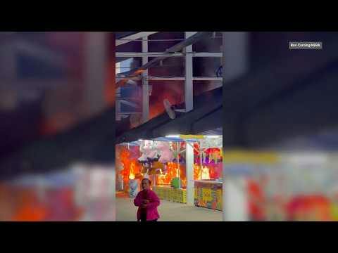 Fire at the State Fair of Texas - midway blaze sends flames and smoke into the sky