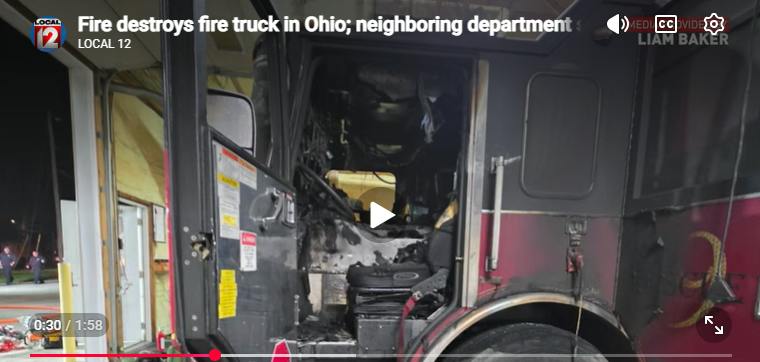Pumper Destroyed by Flames in Winchester, OH, Firehouse