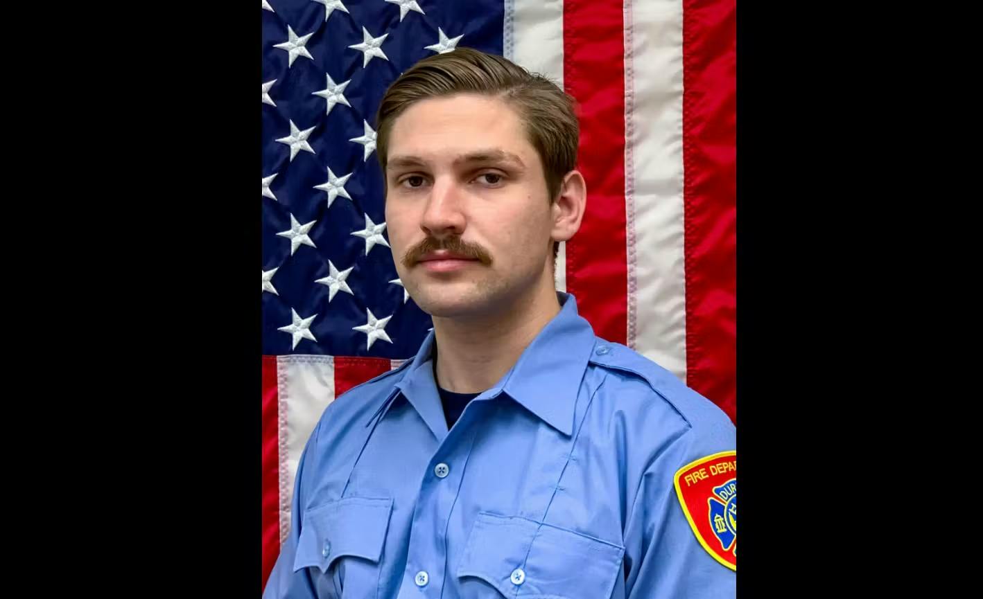 Durham Firefighter Andrew Brokes was killed when the roof collapsed while he was searching for victims.