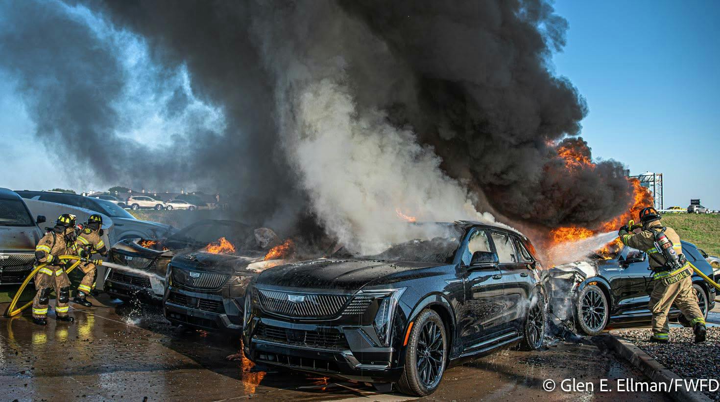 Six Electric Vehicles Burn in Fort Worth, TX, Car Dealership Lot