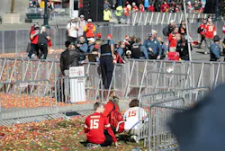 Frantic people ran and hid after a shooting at a Super Bowl victory parade in Kansas City.