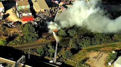Oklahoma City Firefighters Tackling Blaze at Recycling Plant