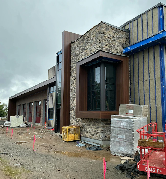 Exterior progress continues at the Thiells-Roseville Fire District&rsquo;s new headquarters.