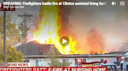 Some residents sitting in wheelchairs watched the firefighters battle the flames.