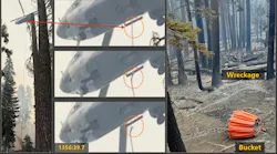 Images from before the Sept. 20 crash show a cable connected to a large bucket being disconnected from the aircraft. The crash during the Dome fire killed pilots Greg King and Ryan Cutter.